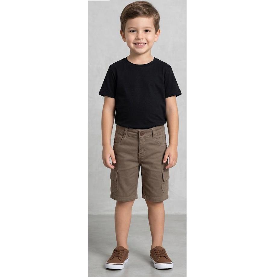 BERMUDA CARGO SARJA MENINO 4/8 COM BOLSOS LATERAL