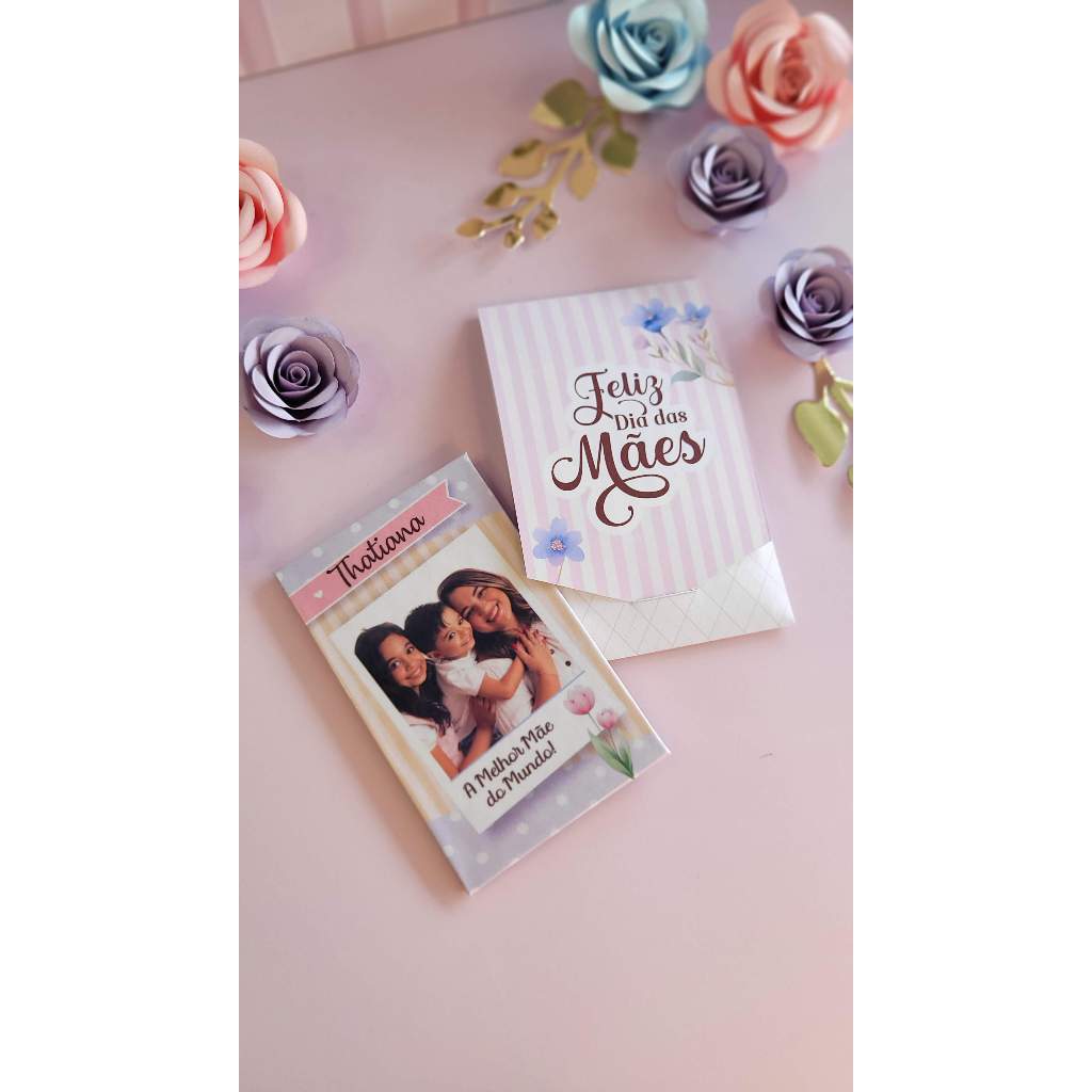 Imã Polaroid Personalizado Dia das Mães 7cm Papel Fotográfico Matte + Envelope | Lembrancinha
