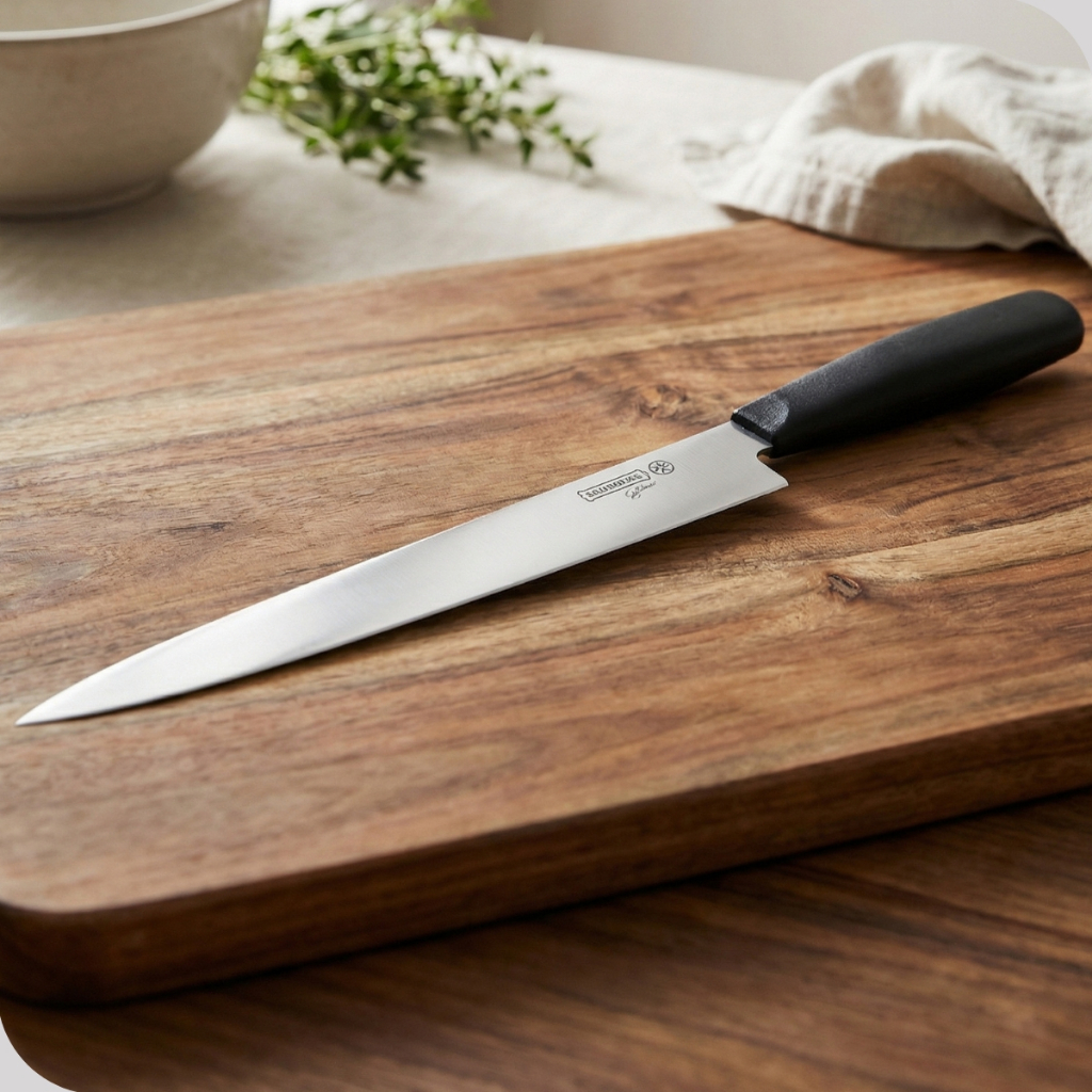 Faca De Cozinha Peixe Frango Carne de Corte Master Inox Mundial 10 Cabo Preto