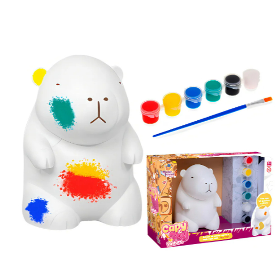 Mister Brinque Boneco Capivara Pintar Lavar Vinil Capy Toy Infantil Menino Menina Animais Brinquedos