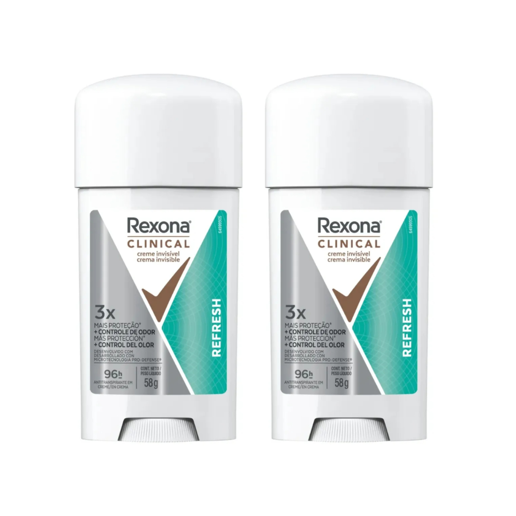 Kit 2x Rexona Clinical Creme Refresh Desodorante Antitranspirante 58g