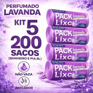 Saco de Lixo Perfumado Para Pia e Banheiro Com Aroma De Lavanda 8 Litros