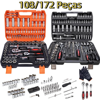 Kit 108/172 Peças Ferramentas CR-V  Chave Soquete e Catraca com Maleta - Multifuncional Profissional em Oferta na Shopee