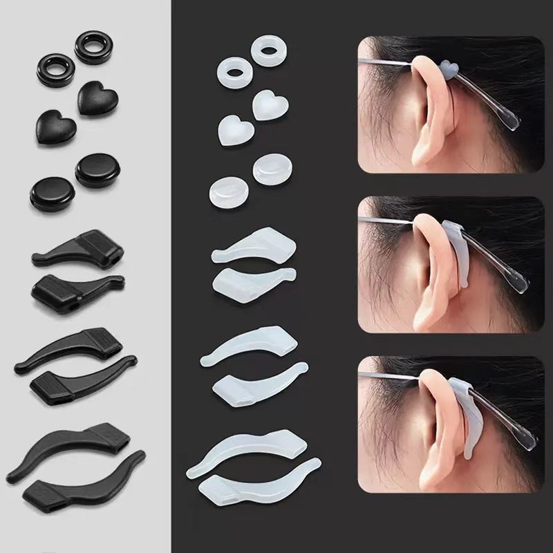 Gancho De Orelha Flexível Preta Em Silicone Para Haste De Óculos Anti Deslizante Confortável em Oferta na Shopee