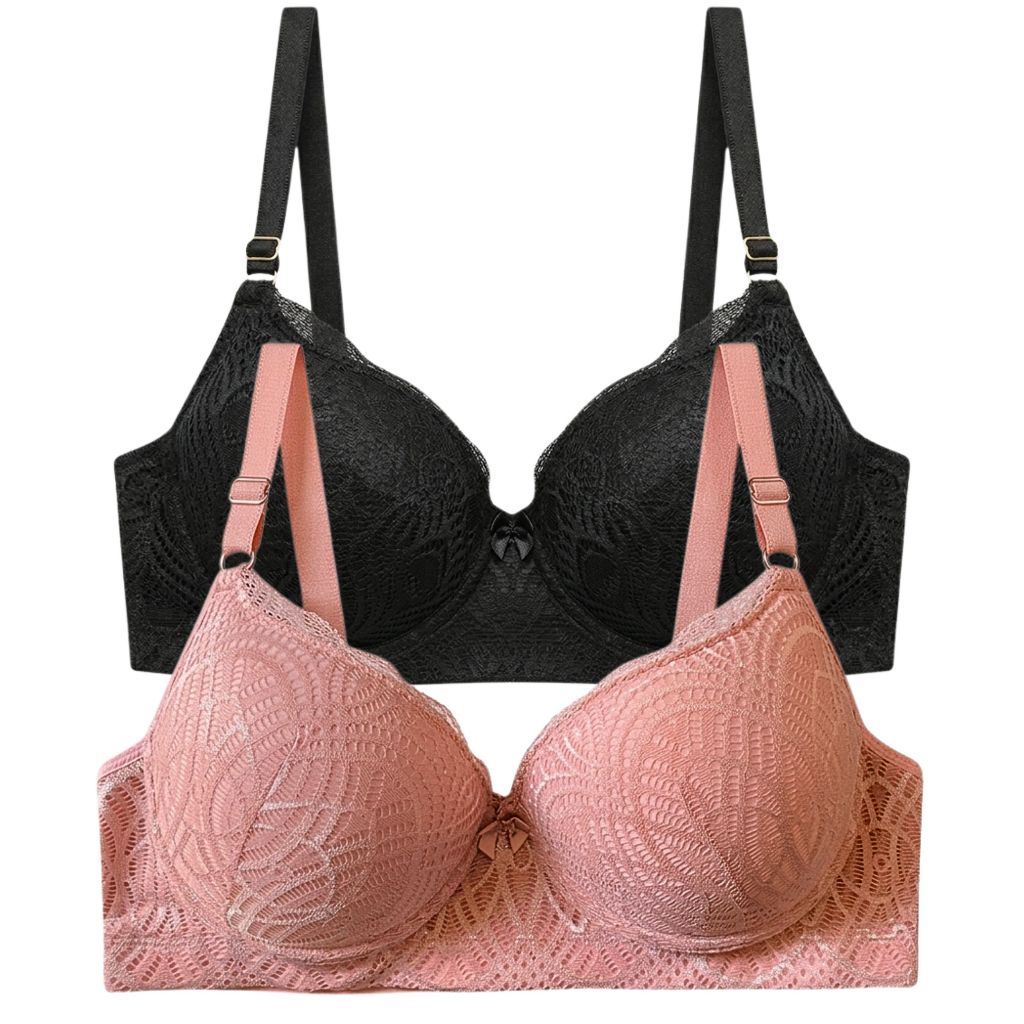 Kit 2 ou 1 Sutiã Plus Size Com Bojo e Renda Com Aro Alça Larga Pala Reforçada Conforto e Sustentação