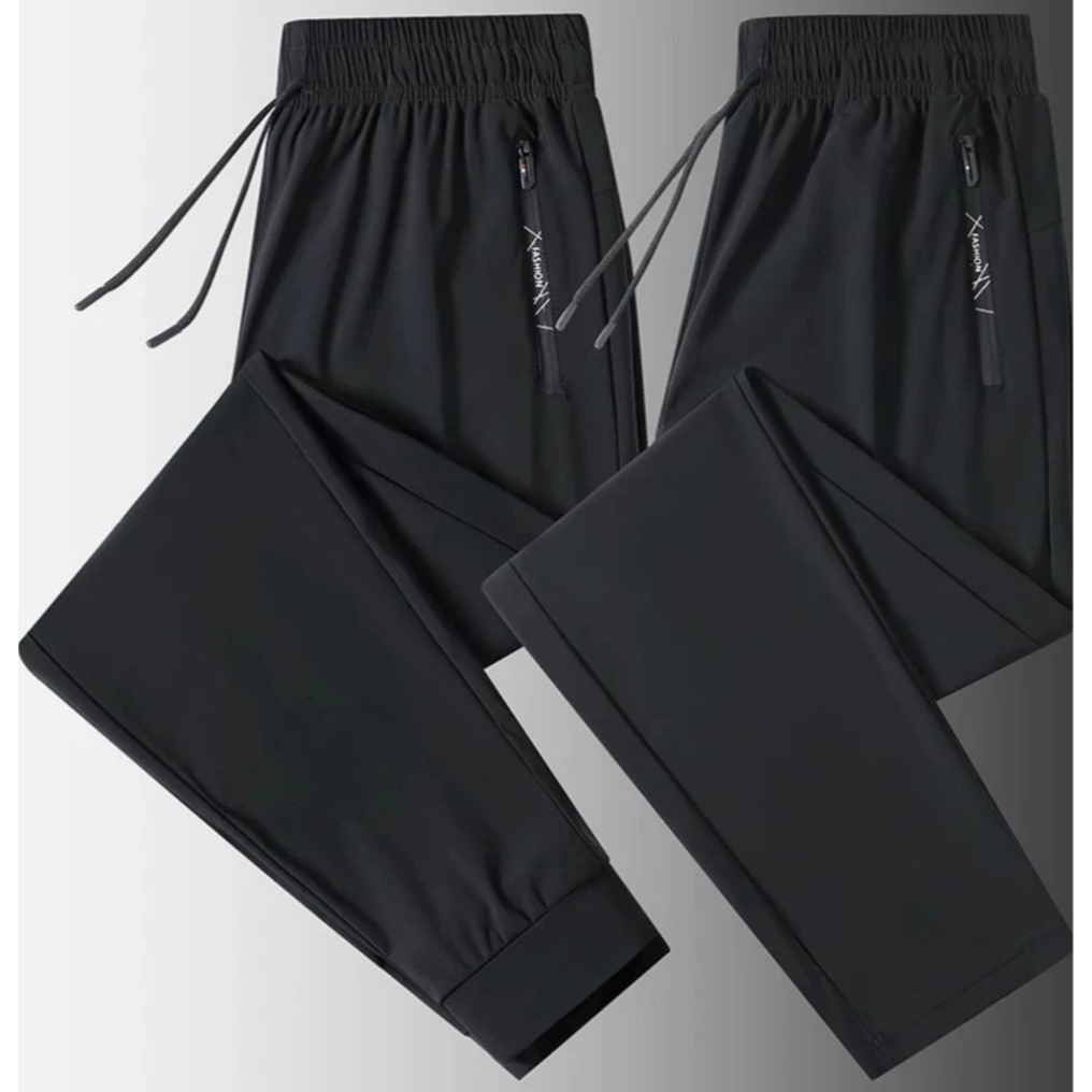 KIT 2 Calça Jogger Preta Masculina Dry Fit Com Fitas Esportiva