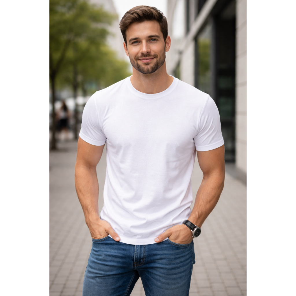 Camiseta Masculina Básica Lisa Algodão Premium – Camisa Masculina Casual Preta Branca Azul Verde Vermelha Cinza Marrom
