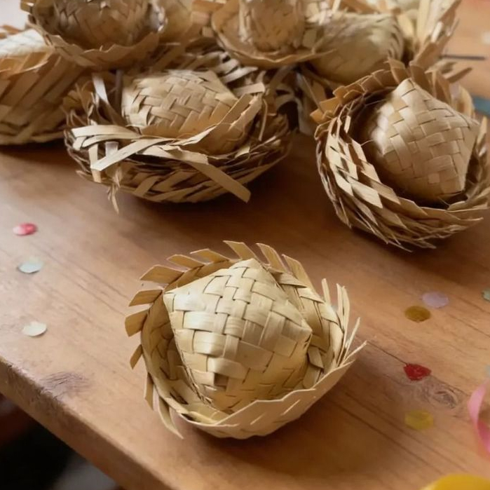 Kit 50 Mini Chapéus de Palha Miniatura Para São João  Decoração Laço Festa Junina em Oferta na Shopee
