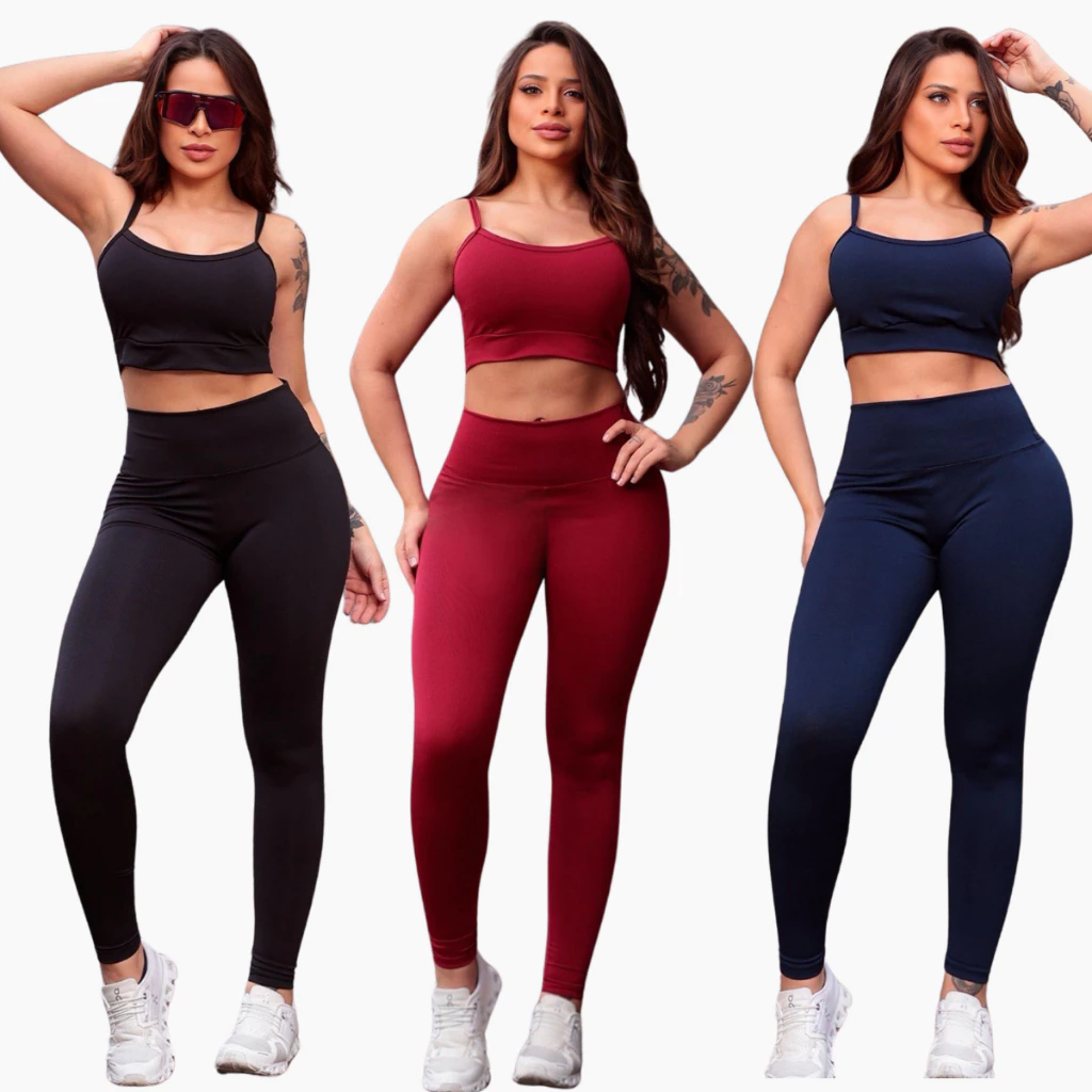 Conjunto Academia Feminino Legging Cintura Alta e Top com Bojo