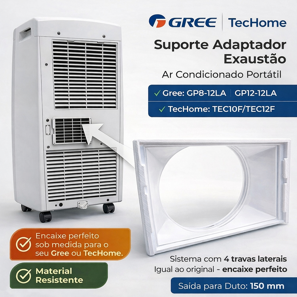 Suporte Adaptador para Ar Condicionado Portátil – Gree GP8-12LA, GP12-12LA  e TecHome TEC10F/TEC12F