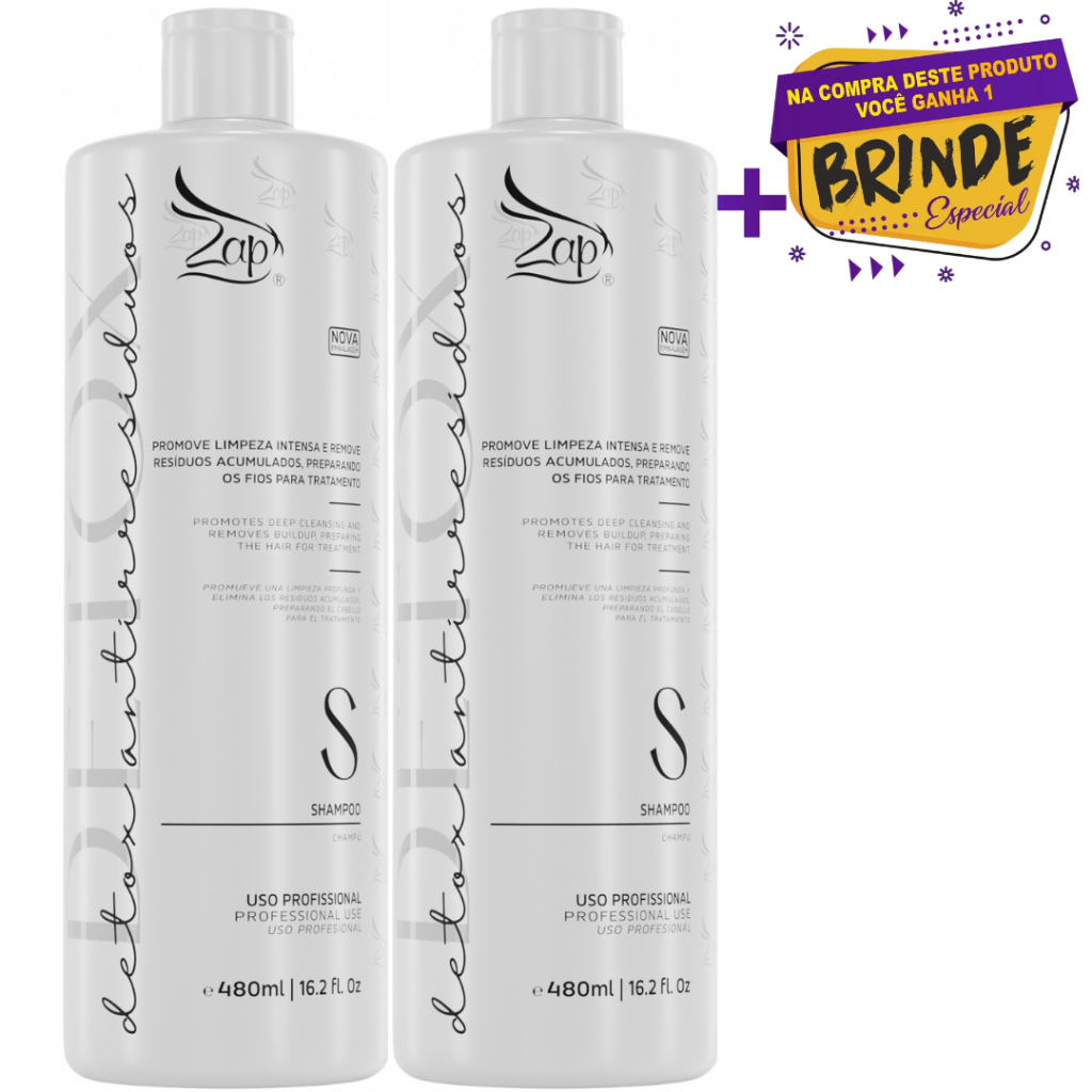 Kit C/2 Shampoo Zap Detox Antirresíduos Original