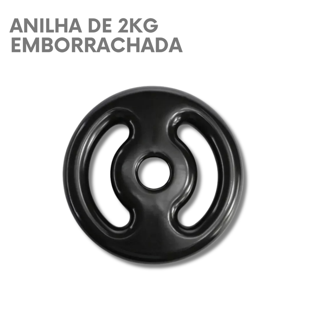 Anilha 2kg Emborrachada Peso P/Academia e Barra