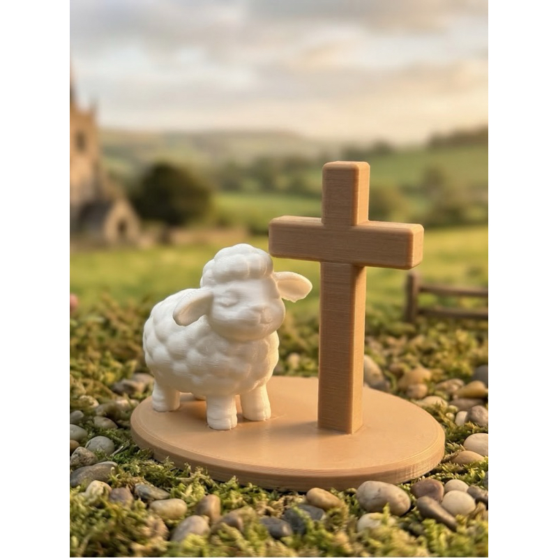 Decoração Ovelha e a Cruz de Cristo, decoração para o lar, decoração religiosa, decoração pra casa