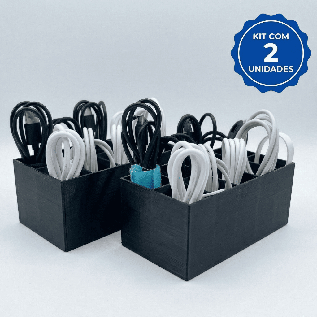 Organizador de Cabos USB  Celular Porta Fios Gaveta Mesa Escritório Kit 2 Unidades