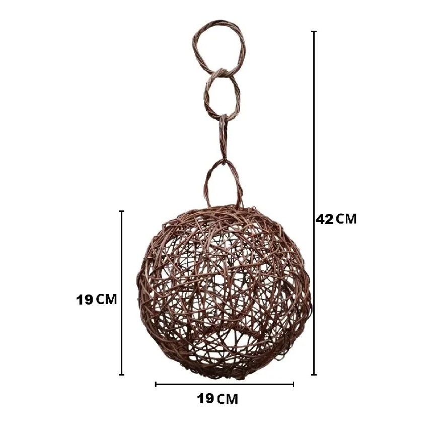 Luminária Pendente De Teto Lustre Rústico Cipó 20cm — imagem 2 de 2