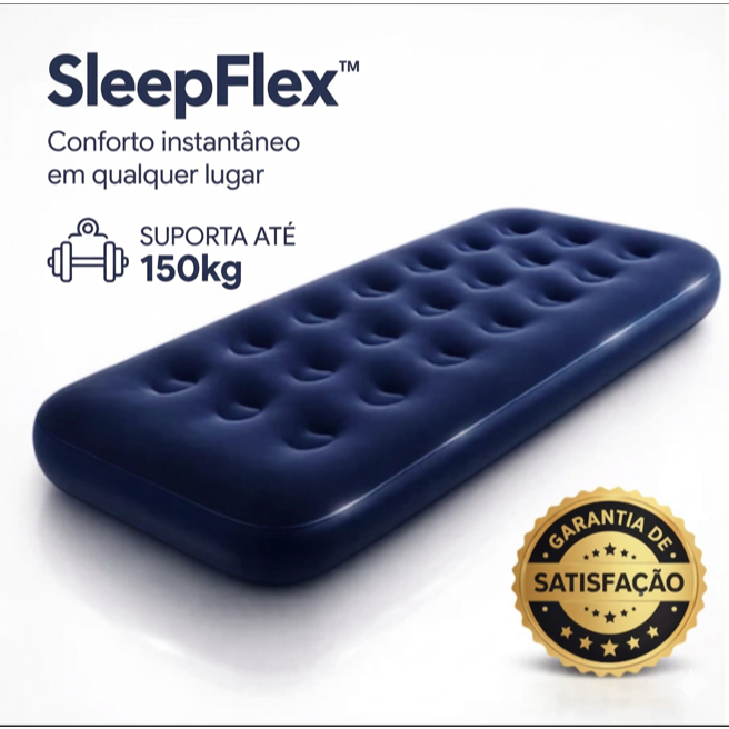 Colchão Inflável Solteiro Portátil Resistente Confortável Transporte Manutenção Inflador Embutido