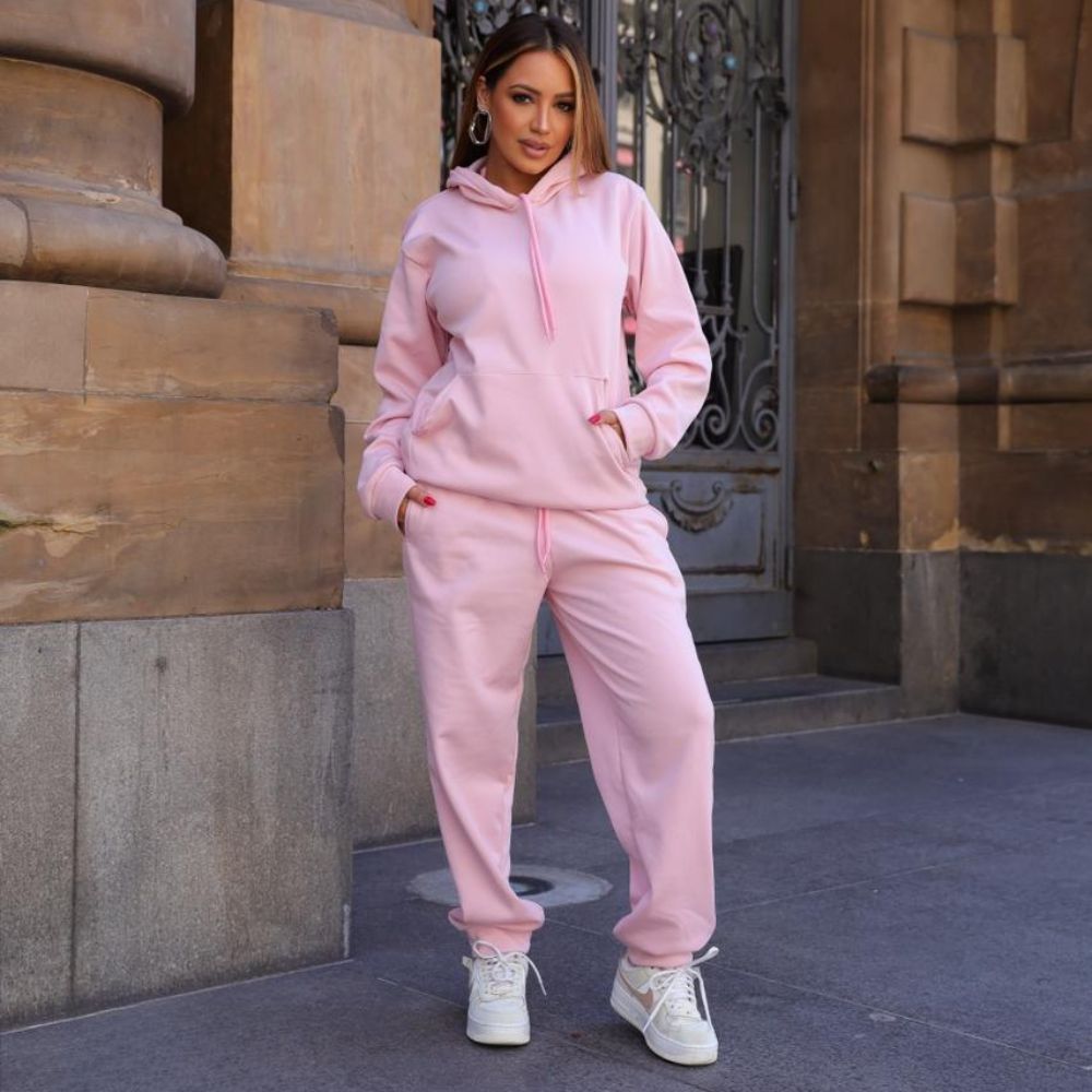 Conjunto de Moletom Feminino Agasalho Feminino Moletom Canguru com Capuz Inverno Moda Feminina