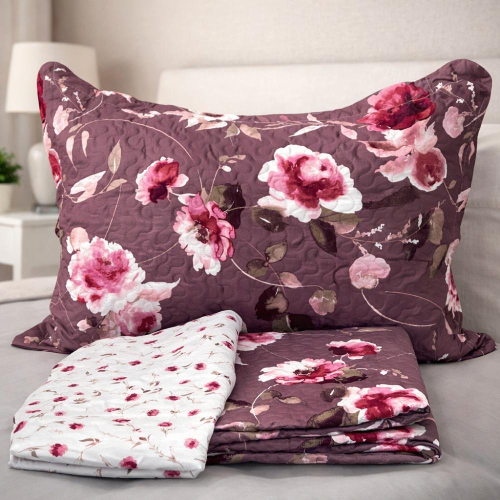 Kit Colcha Cobre Leito Cama Evolution Queen 3 Peças Estampado Coleção Patchwork