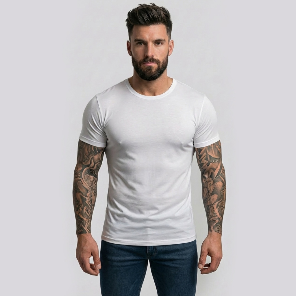 Camiseta Masculina Básica Gola Careca Camiseta Viscose E Elastano Blusa Slim Confortável