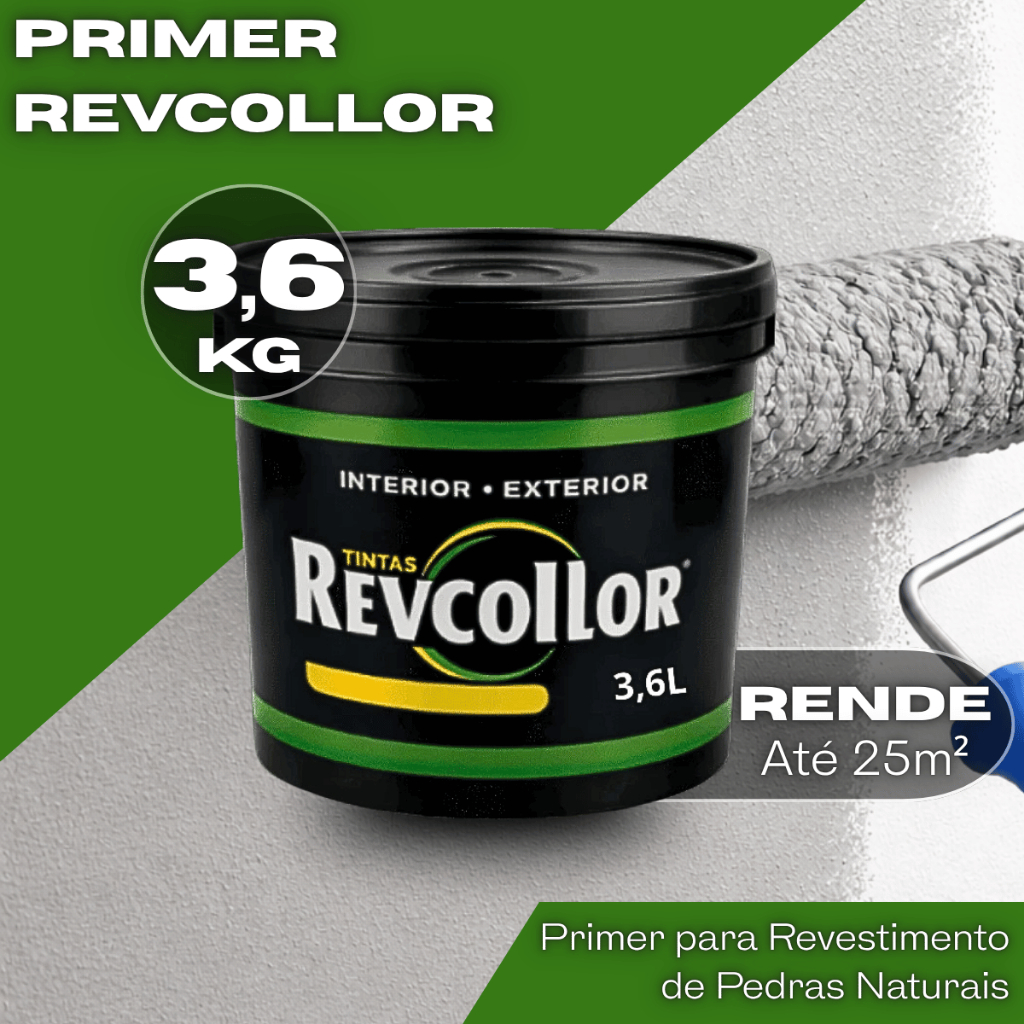Primer Fundo Preparador 3,6Kg Para Pedra Natural Alta Cobertura e Resistência Revcollor Premium
