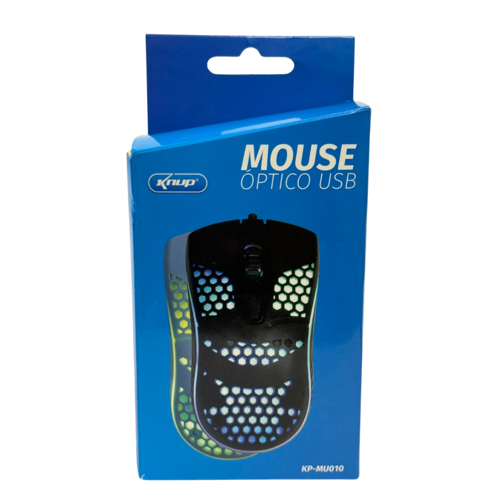 Mouse Gamer Óptico USB Knup KP-MU010 Ultraleve Preto com Led Original