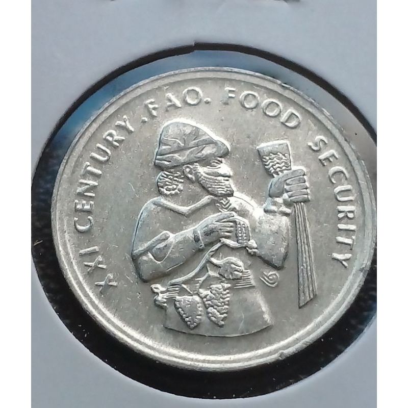 Moeda de 50.000 Lira,FAO-Food Security  ano 1999"Escassa",Flor de Cunho.
