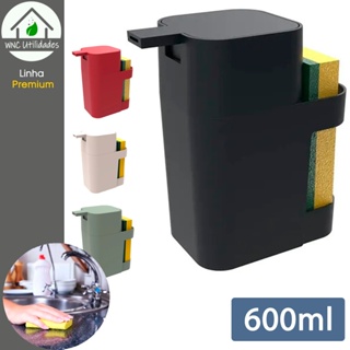 Dispenser Pia Porta Detergente Esponja Bucha 600ml Cozinha Organizador Preto Vermelho Cinza em Oferta na Shopee