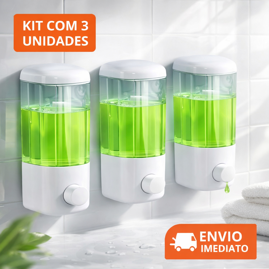 Dispenser De Parede Porta Álcool em Gel Detergente Sabonete Líquido 500ml Parede Sabão