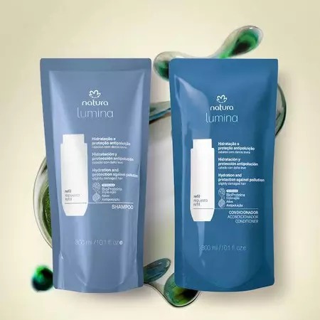 Kit Refil Shampoo e Condicionador Natura Lumina Hidratação e Proteção Antipoluição 300 ml cada