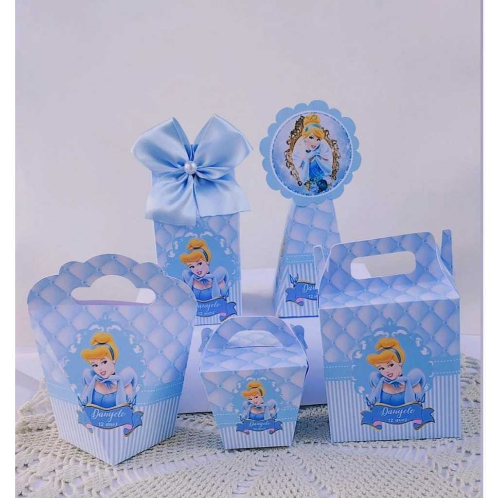 KIT FESTA Cinderela Personalizado pegue e Monte Lembrancinhas - Caixinha Personalizadas