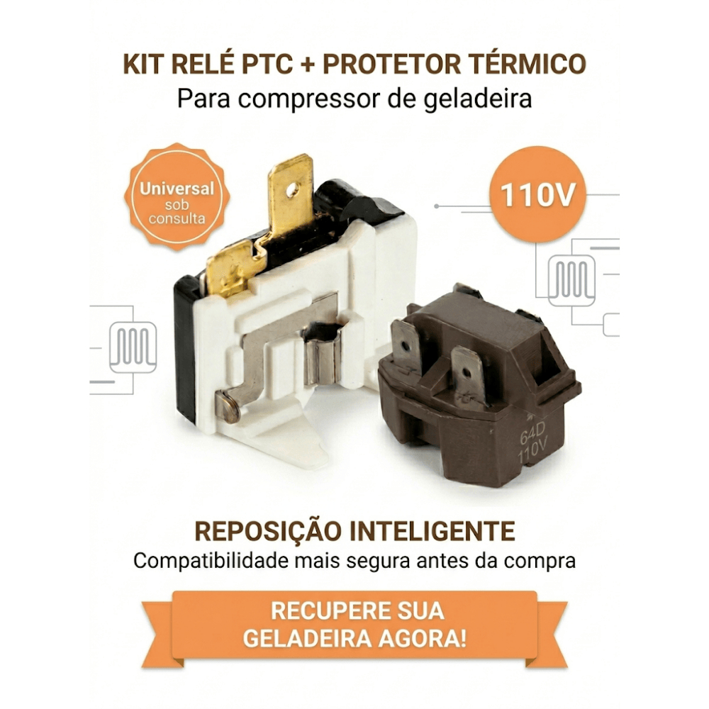 Relé Ptc E Protetor Térmico Universal Geladeira Freezer Frigobar Expositor Bebedouro127v