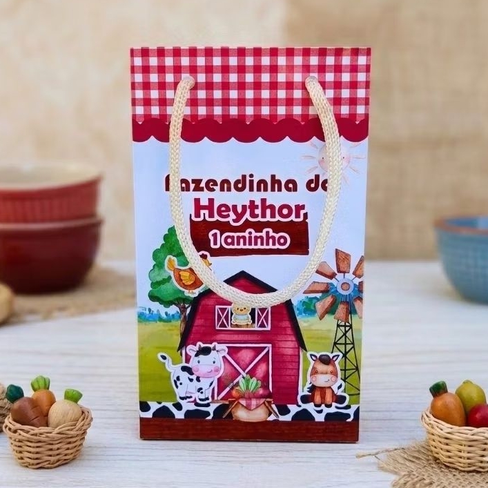 PEGUE E MONTE | Sacolinha Surpresa P Fazendinha Vermelha - Personalizados - Lembrancinha - Festa- Aniversário- Decoração