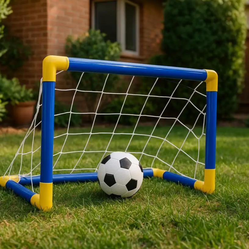 Kit mini golzinho + bola + bomba para meninos infantil futebol Pais & Filhos cor azul