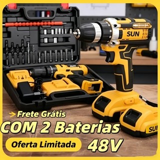Parafusadeira Furadeira  48V 1/2 Bateria  3 funções de Elétrica Sem Fio Impacto Completo …