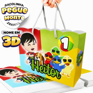 Sacolinha Surpresa Personalizada com apliques 3D PEGUE E MONTE - BENTO E TOTO em Oferta na Shopee