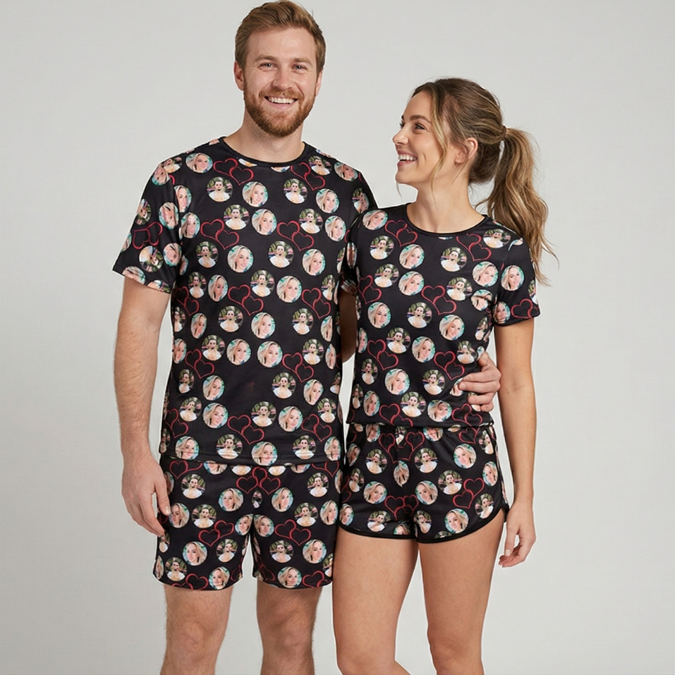 Kit pijama de casal com foto personalizado