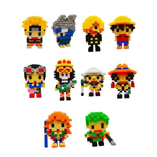 Bloco de Montar personagens de anime, One Piece, Naruto