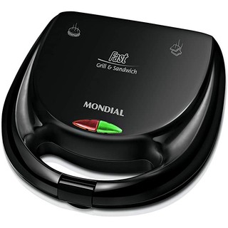 Sanduicheira Fast Grill e Sandwich Mondial Preto 750W S-12 Versátil e Compacta, Preto, 127V