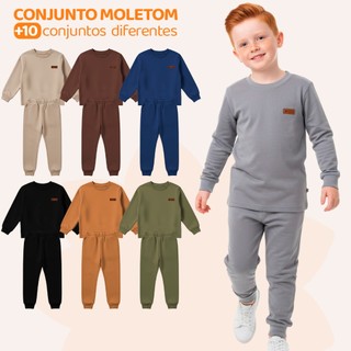 Kit 4 Peças Moletom Minimalista Infantil Menino Criança Blusa e Calça Manga Longa Roupa d…