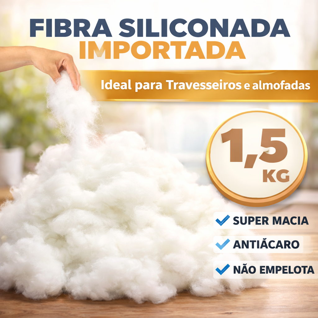 1,5kg de Fibra Para Enchimento Siliconada Importada para Almofadas Travesseiro Artesanato