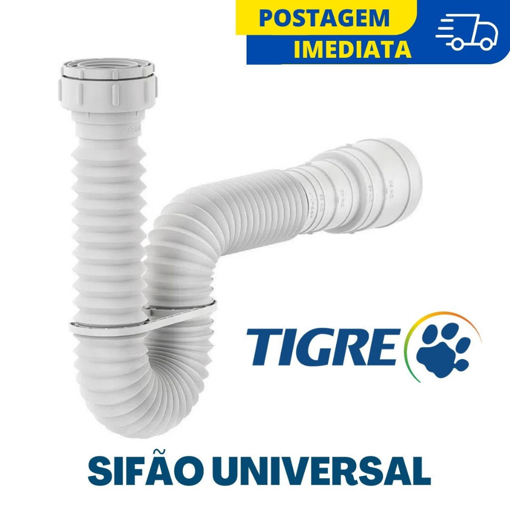 Sifão Tigre Universal Multiuso Flexível Sanfonado Extensível Para Pia Cozinha Lavatório Tanque