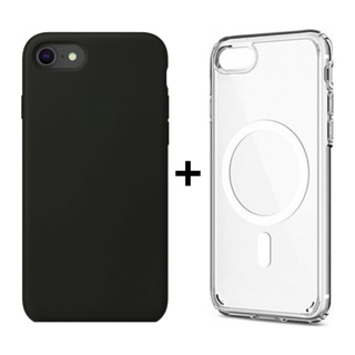 Kit 2 Capinhas de Iphone 7/8 Normal e Iphone SE Colorida e MagSafe Carregamento Indução Transparente Fechada na Lateral em Oferta na Shopee