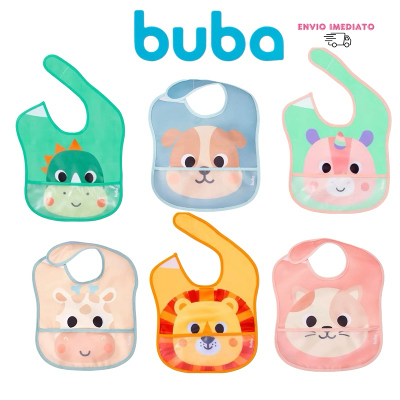 BABADOR INFANTIL BEBÊ COM BOLSO IMPERMEÁVEL ANIMAL GIRAFA  LEÃO UNICÓRNIO DINO