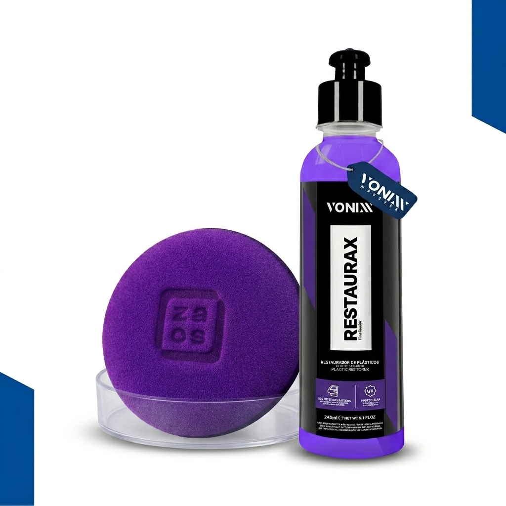 Vonixx Kit Restaurax Restaurador de plásticos 240ml + Aplicador de espuma pequeno Zacs