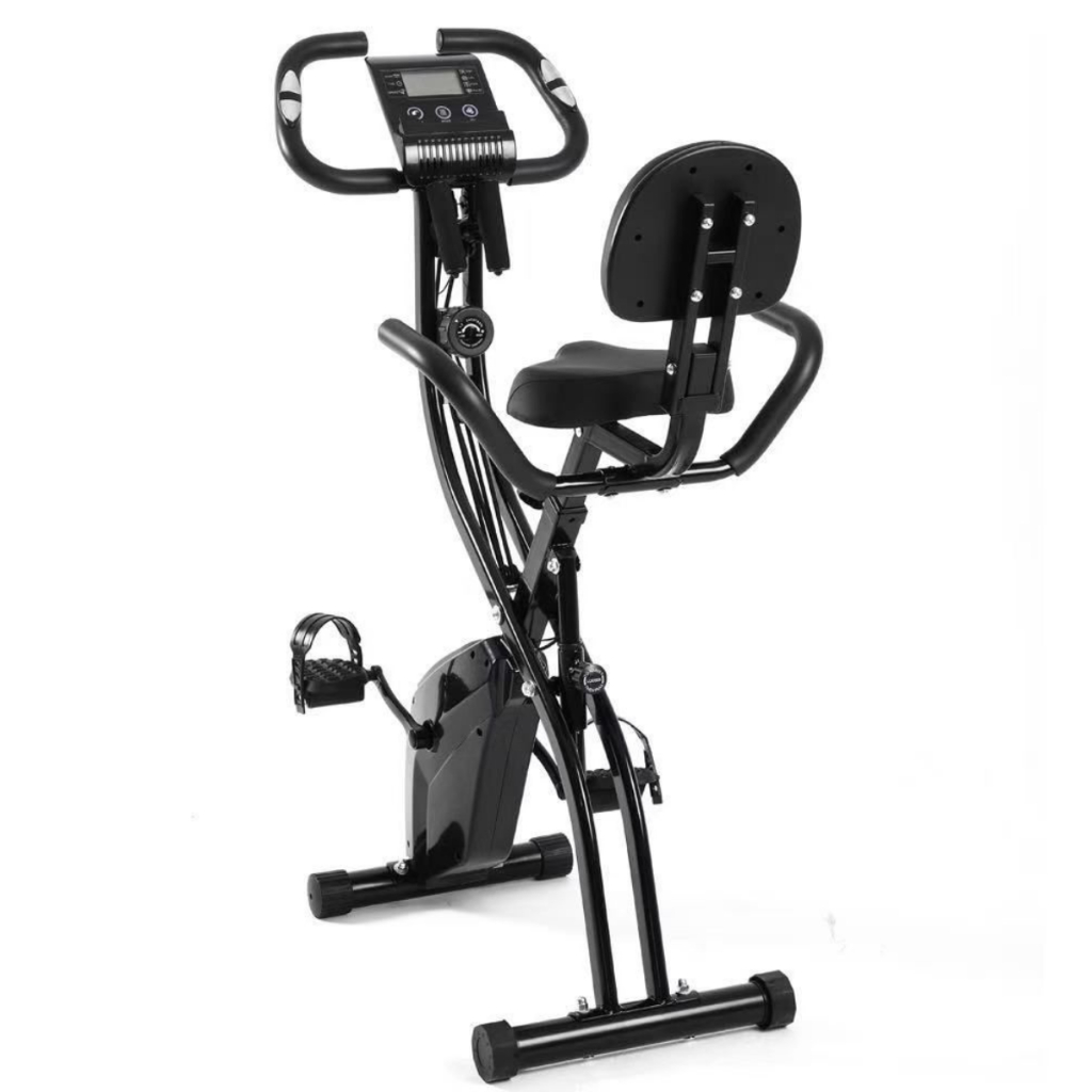 Bicicleta Ergométrica Dobrável 3 em 1 Vertical com Encosto 8 Níveis Magnéticos Painel LCD Super Silenciosa