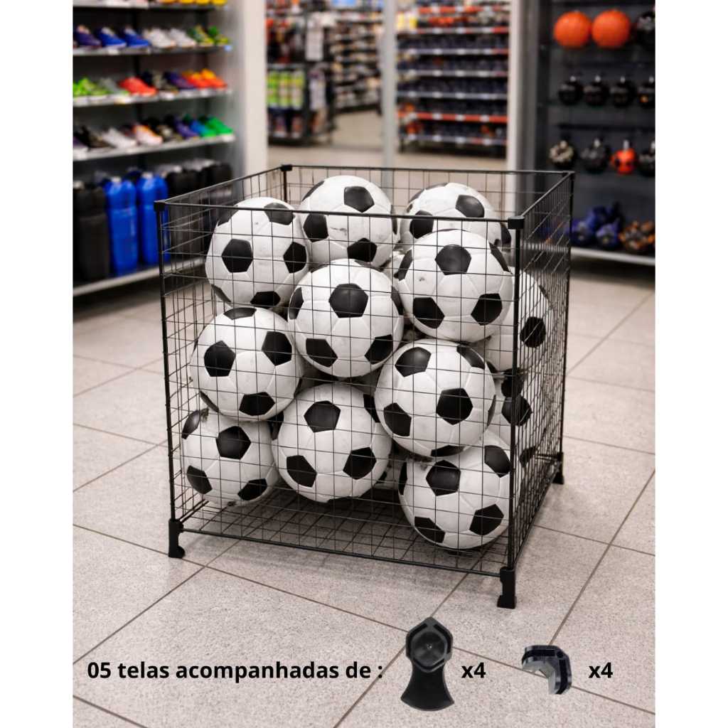 Cesto bola aramado acompanhado de 05 Telas, 4 Conectivos e 4 Conectivos de pé