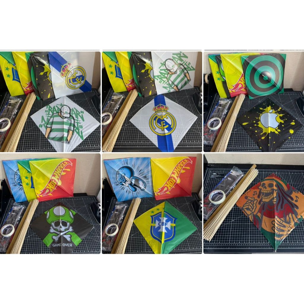 FLECHINHA 33x33 PAPAGAIO PIPA  ESTAMPADO  - KIT  FAÇA VOCÊ MESMO 100 UNIDADES