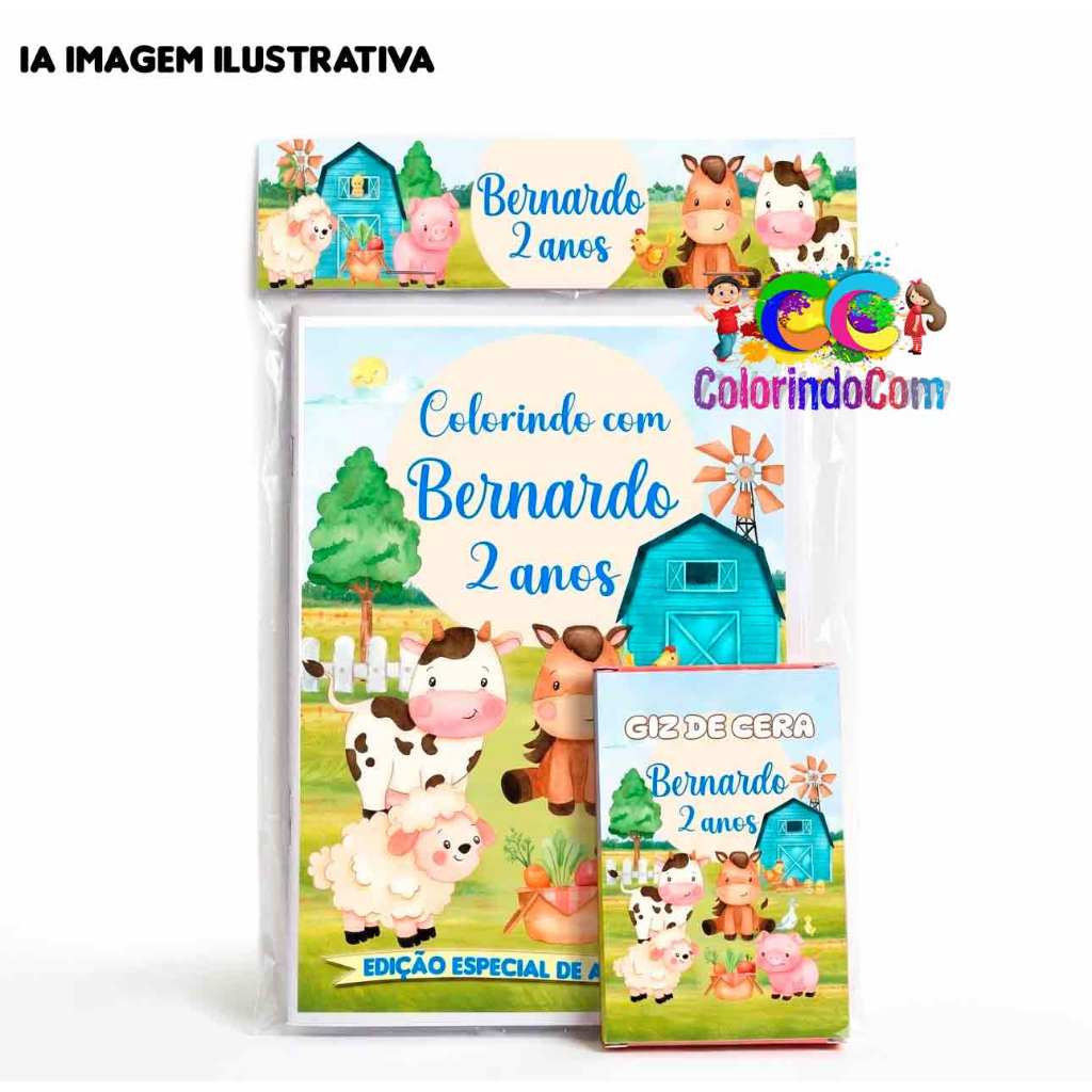 Revistinha de Colorir Fazendinha Lembrancinha de Aniversário Completo/Básico/Só Revista (15)