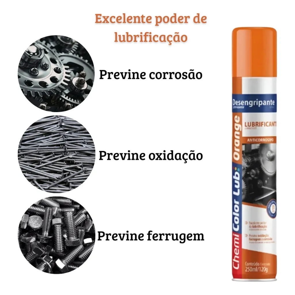 Desengripante Lubrificante Spray Chemicolor Antiferrugem Elimina Ferrugem Oxidação Alta Performance