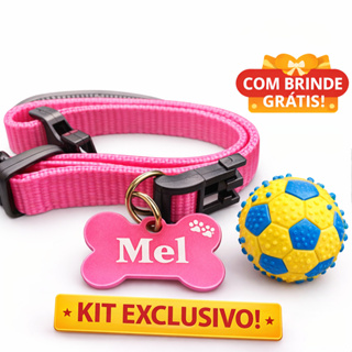 Coleira Pet com Plaquinha Personalizada + Brinde 🎁| Gravação a Laser com Nome e Telefone em Oferta na Shopee